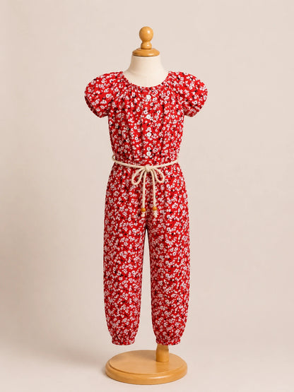 Girls Floral Jumpsuit