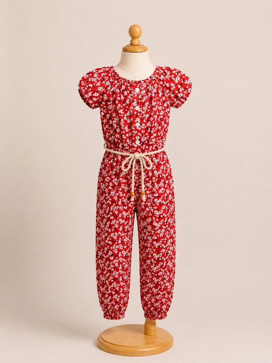 Girls Floral Jumpsuit