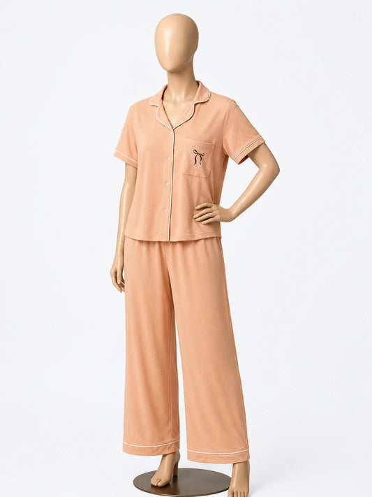 Ladies Peach Blended Casual/Night Suit