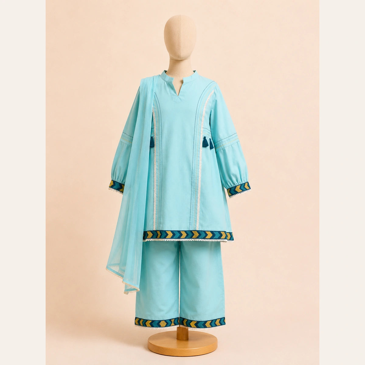 Girls Traditional– Elegant Sea Green 3 Piece Suit