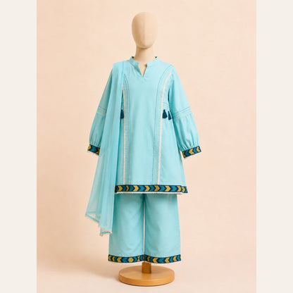 Girls Traditional– Elegant Sea Green 3 Piece Suit