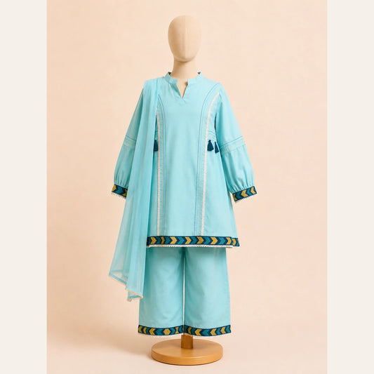 Girls Traditional– Elegant Sea Green 3 Piece Suit
