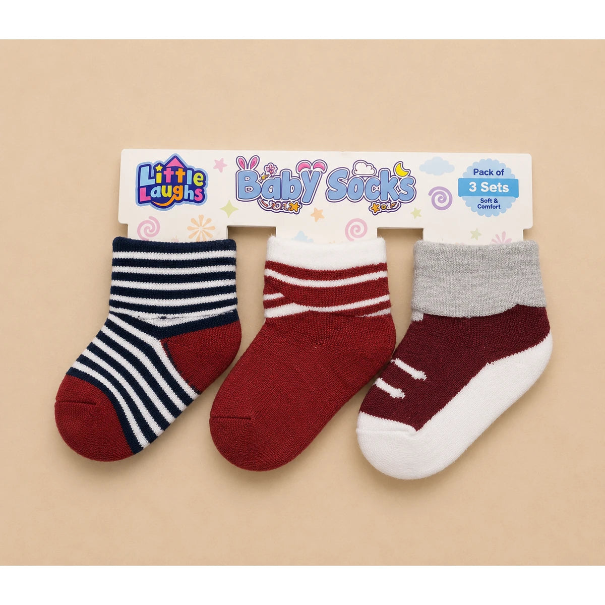 Baby Socks Pack – Soft Comfortable 3 Pair Set