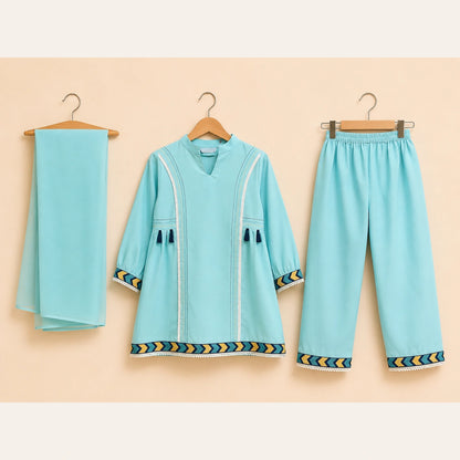 Girls Traditional– Elegant Sea Green 3 Piece Suit