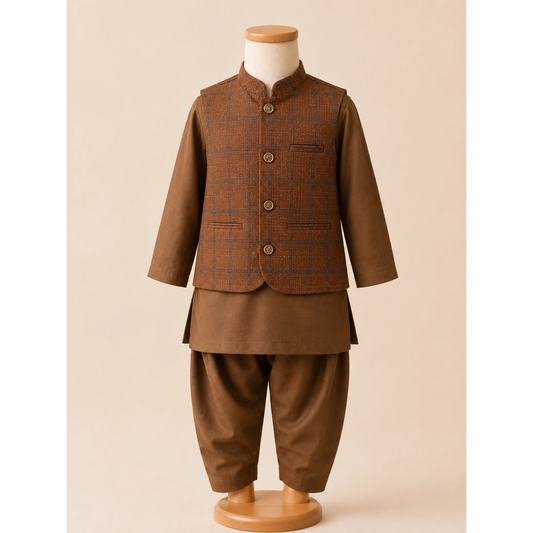 Boys Traditional Shalwar Kameez with Waistcoat