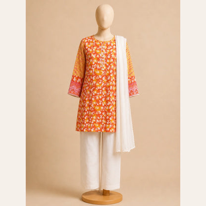 Orange Floral Girls Traditional 2 Piece Set