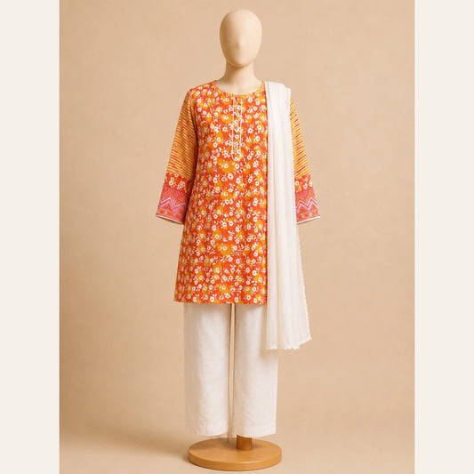 Orange Floral Girls Traditional 2 Piece Set