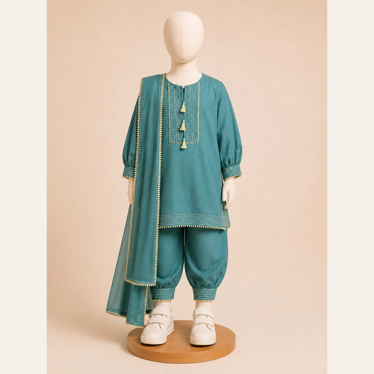 Girls Traditional– Elegant Teal 3 Piece Suit
